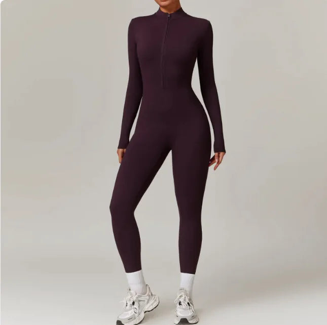 Flex Fit Women's Warm Zippered Yoga Bodysuit - Bellarte Enchanté Flex Fit Women's Warm Zippered Yoga Bodysuit
